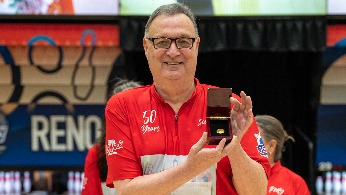 Tom Schwartz celebrates 50 consecutive appearances at the USBC Open Championships